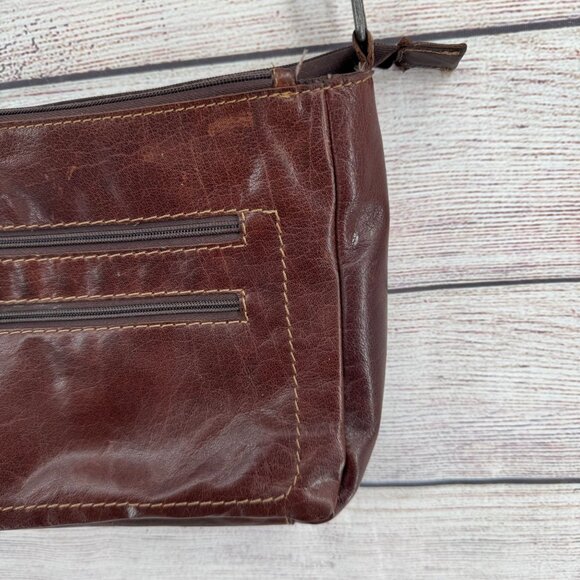 Jack‎ Georges Brown Leather Purse 6 Zippered Pockets - Picture 4 of 16